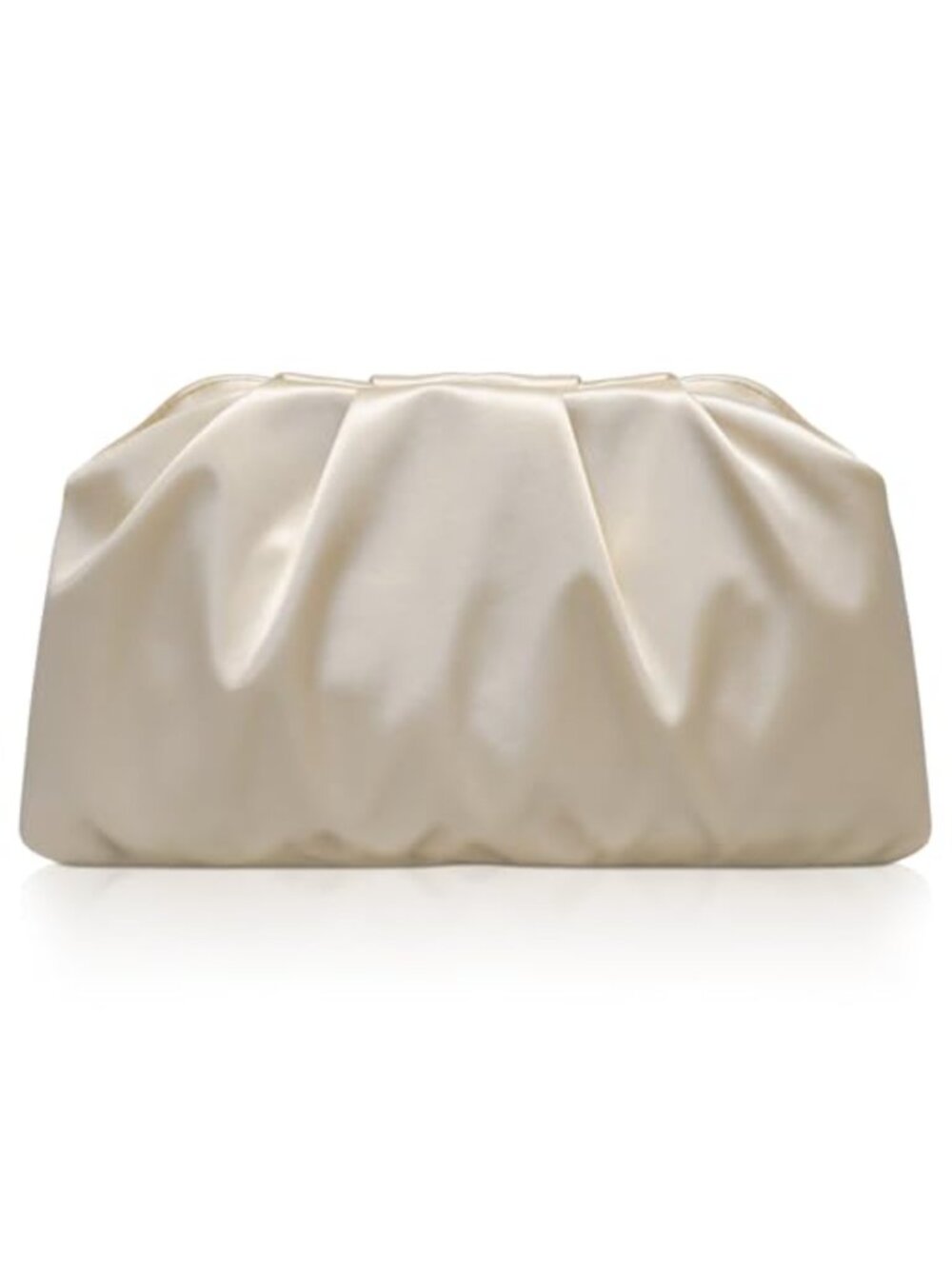 Champagne Pleated Satin Dumpling Clutch with Chain Straps for Weddings